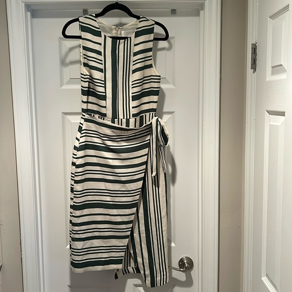 J.O.A. Green stripe wrap tie dress - Picture 3 of 7
